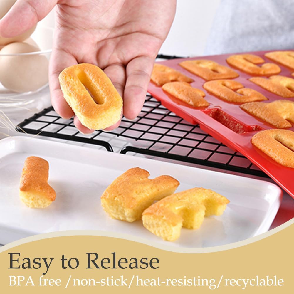 Silicone Letter Cake Mold BPA Free, Non-Stick Chocolate Mold Soft and Easy to Release, Decorating Silicone Red Mold Cake Baking Utensils Good Toughness DIY Ice Tray Kitchen Cake Pans