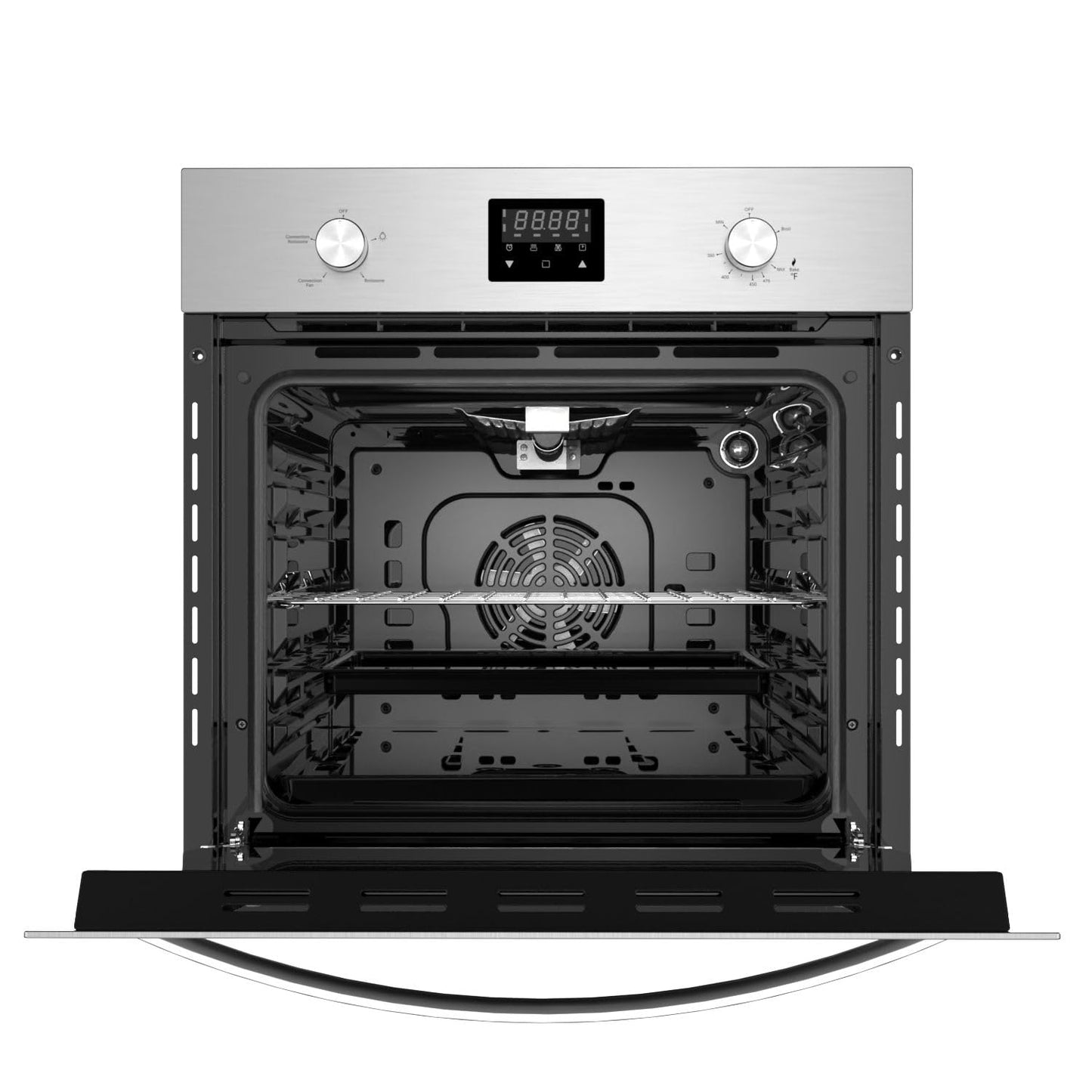 Empava 24" Single Gas Wall Oven with Bake Broil Rotisserie Functions with Mechanical Controls and Digital Timer and Convection Fan in Stainless Steel, 24 Inch