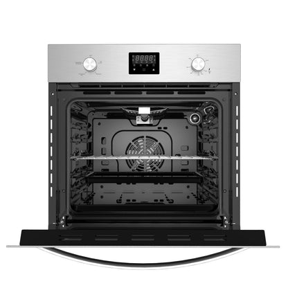 Empava 24" Single Gas Wall Oven with Bake Broil Rotisserie Functions with Mechanical Controls and Digital Timer and Convection Fan in Stainless Steel, 24 Inch