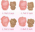 8 Piece Mini Cartoon Cookie Cutters, 3d Raised Design Gingerbread Cookie Stamps, Cute Cat Shape Cookie Molds, suitable for Frosting Decoration, Mini Pie Molds, Apple Pie Pastry Cutter, Fruit Cutter