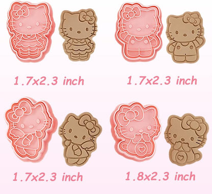 8 Piece Mini Cartoon Cookie Cutters, 3d Raised Design Gingerbread Cookie Stamps, Cute Cat Shape Cookie Molds, suitable for Frosting Decoration, Mini Pie Molds, Apple Pie Pastry Cutter, Fruit Cutter