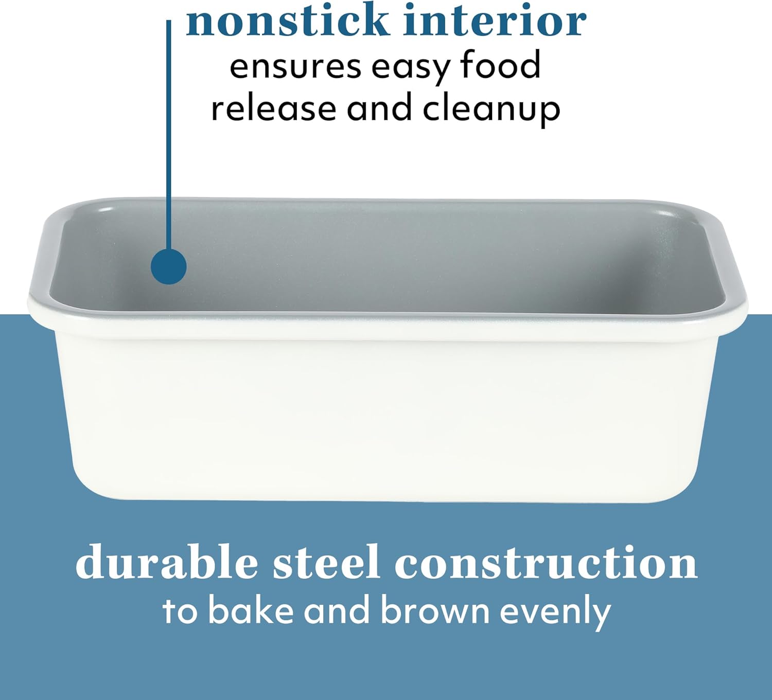 SUR LA TABLE Kitchen Essentials Bake Sale 9 X 5 Inch PFOA, PFAS, PTFE Free Nonstick Loaf Pan - Linen White