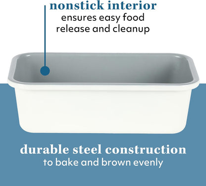 SUR LA TABLE Kitchen Essentials Bake Sale 9 X 5 Inch PFOA, PFAS, PTFE Free Nonstick Loaf Pan - Linen White