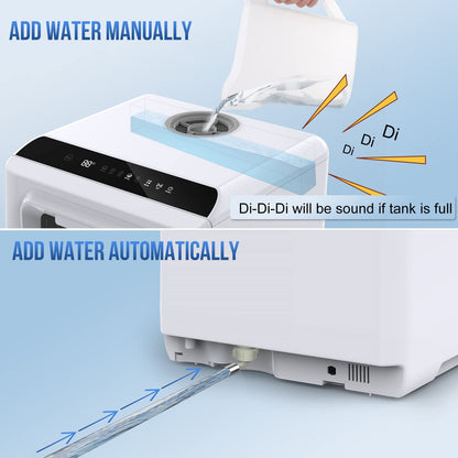 Portable Dishwasher Countertop, IAGREEA No Hookup Needed Mini dishwasher with 5 L Built-in Water Tank & Inlet Hose, 6 Programs, 360° Dual Spray, Extra Dry Function for Apartments/Camping/Dorms/RV