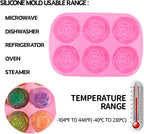 Silicone Mold for Handmade Soap Cake Jelly Pudding Chocolate 6 Cavity Rose Flower Design, Set of 2 Pink