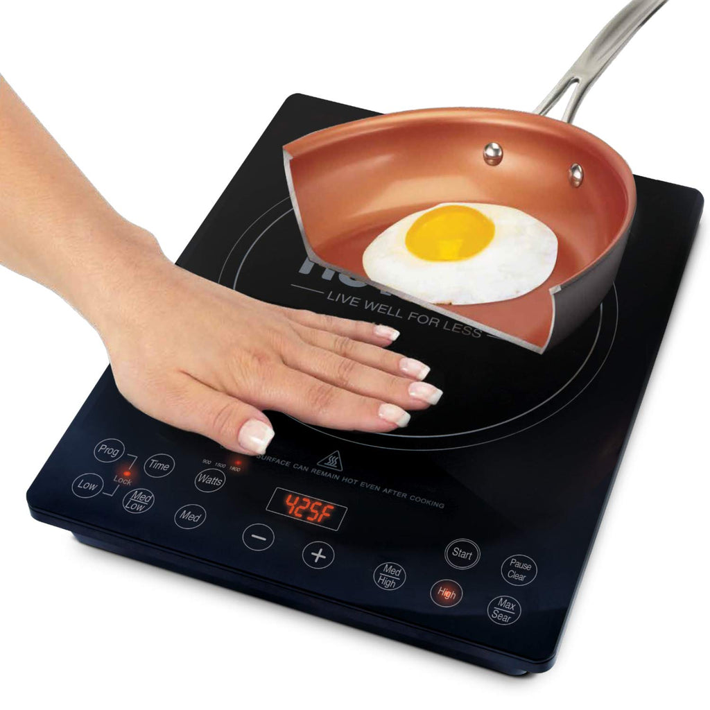 Індукційна плита Nuwave Pro Chef, сертифікована NSF, комерційного класу, портативна, потужна 1800 Вт, велика нагрівальна спіраль 8 дюймів, 94 температурні режими 100°F - 575°F з кроком 5°F, ударостійка склокерамічна поверхня