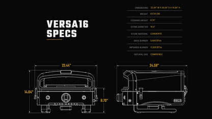 HALO Versa 16 Outdoor Pizza Oven | Rotating Stone bakes up to 16" Pizzas | Packed with Oven Cover
