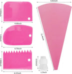 22pcs Piping Bags and Tips set,2 Reusable Silicone Pastry Bag with 14 Stainless Steel Nozzle Icing Tips Set, 3 Icing Smoother & 2 Couplers &1Sealing clip for Baking Decorating Cake Tool (Pink)
