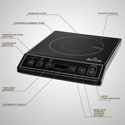 Duxtop 1800W Portable Induction Cooktop Countertop Burner, Black 9100MC/BT-M20B