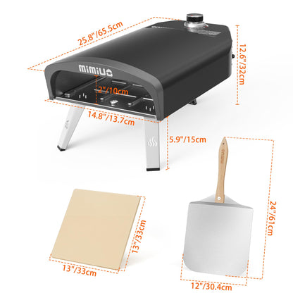 Mimiuo Gas Pizza Oven Outdoor - Portable Propane Pizza Ovens for Outside - Professional Pizza Stove with 13 inch Pizza Stone, Ideal for Any Outdoor Kitchen