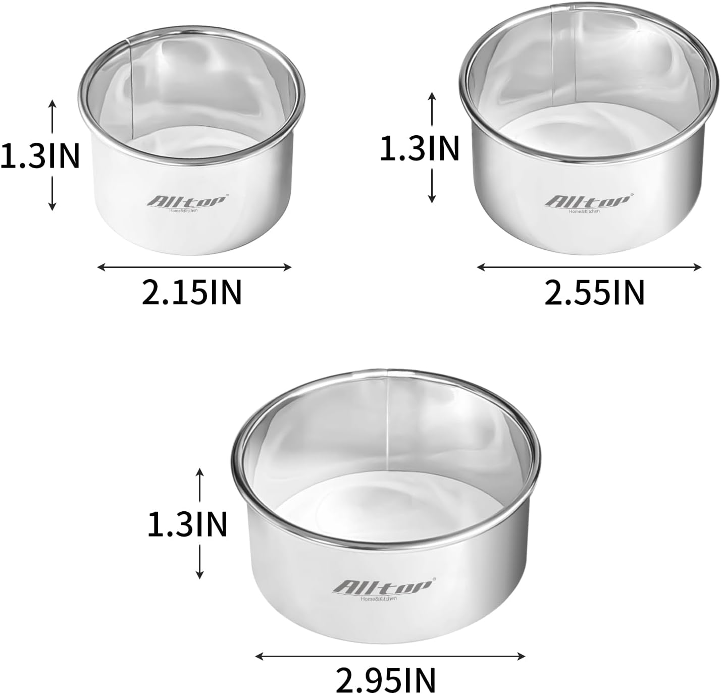 ALLTOP Circle Biscuit Cutter Set –Stainless Steel Baking Supplies for Effortless Round Cookie Shaping, Pastry & Fondant Tool Creation–Precise Cut Kitchen Utensil for Sandwich, Scone, Donut -3PC Round