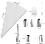 Reusable Cotton Piping Bags and Tips Set- Frosting Piping Kit for Baking 6pcs Large Stainless Icing Tips for Cake Decorating- Icing Bag,Coupler I Professional Cupcake Kit