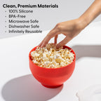 W&amp;P Microwave Silicone Popper Maker | Czarny | Składana miska z wbudowaną miarką, BPA, przyjazny dla środowiska, bezodpadowy, 9,3 filiżanek popcornu