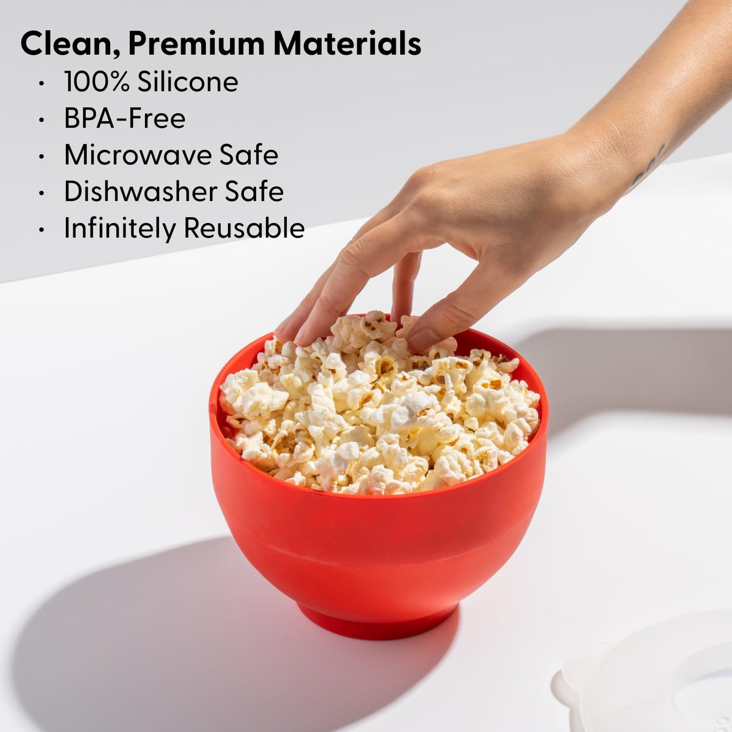 W&P Microwave Silicone Popper Maker | Black | Collapsible Bowl w/Built in Measuring, BPA, Eco-Friendly, Waste Free, 9.3 Cups of Popped Popcorn