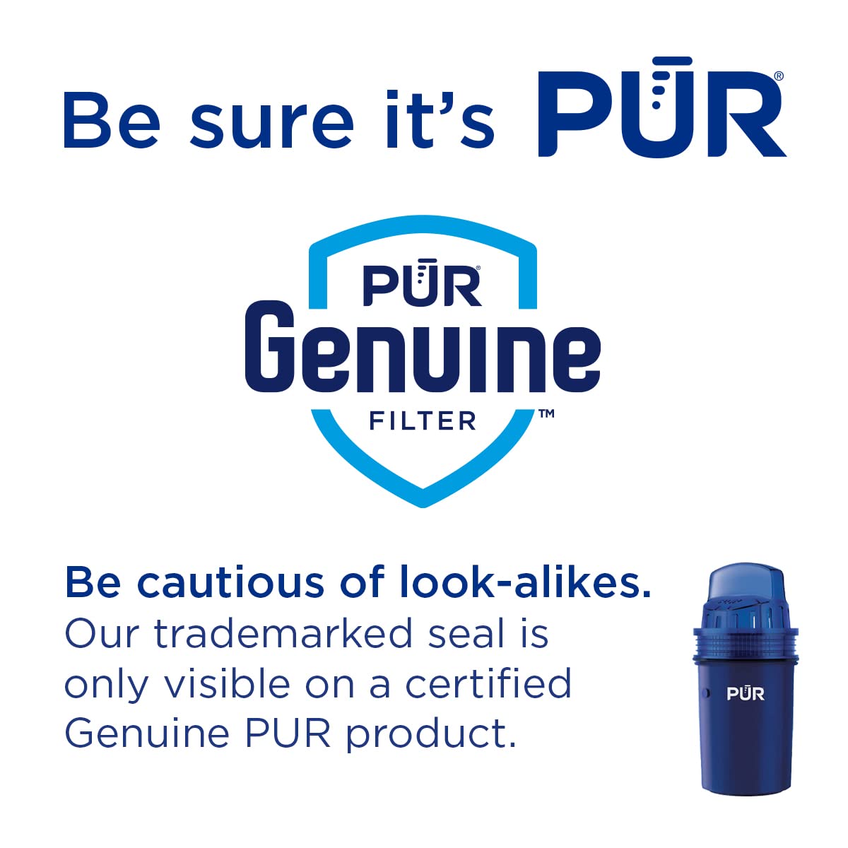 PUR 7-Cup Pitcher Water Filter with 1 Genuine PUR Filter- Small Capacity, 2-in-1 Powerful, Faster Filtration, Lasts 2 Months or 40 Gallons, Dishwasher Safe, White/Blue (PPT700W)