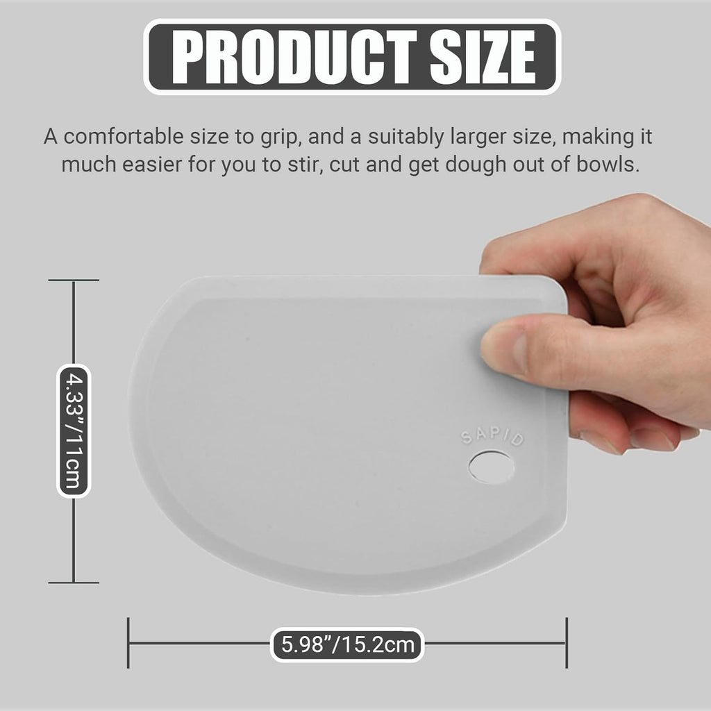 Silicone Dough Scraper with Stainless Steel Sheet, Curved Edge Flexible Bowl Scraper for Baking, Food Grade Silicone Bench Scraper for Sourdough Bread Proofing Basket, Set of 2, Gray & Orange,SAPID