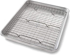 USA Pan Bakeware Half Sheet Baking Pan and Bakeable Nonstick and Cooling Rack Set, Metal