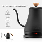 Bodum 27oz Bistro Gooseneck Elektryczny Czajnik Wodny, Zalewanie Kawy i Herbaty, Stal Nierdzewna, Matowa Czerń
