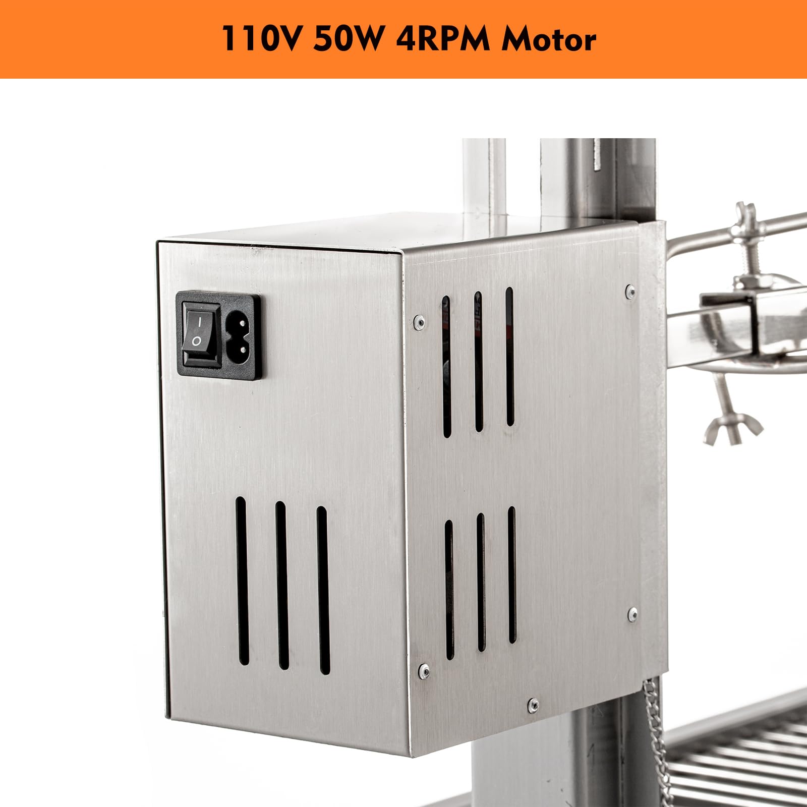 DEWOSEN 50W гриль-вертушка з вітровим екраном, 51 дюймовий барбекю, відкритий, свинячий, баранина, вертушка, 132 фунти/60 кг, нержавіюча сталь, вугільний вертушка, вертушка, гриль-вертушка для кемпінгу, відкритого барбекю