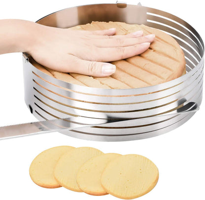 Cake Leveler Slicer, Adjustable Round Cake Rings, Cake cutter, 7 Layer Stainless Steel Cake Slicing Accessories, 9.8-12.2 inch