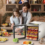Cercker Food-Dehydrator Machine 8 Stainless Steel Trays, 500W Dehydrator for Herbs, Jerky Dehydrator for Meat, 190ºF Mushroom Dehydrator, 24H Timer Fruits Dehydrator, Veggies, Yogurt & Dog Treats