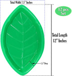 Palm Leaf Serving Trays | 12 Pcs Green Plastic Hawaiian Snack Trays | Luau Party Decorations Serveware | Tropical Party Serving Platter | BBQ, Summer, Beach, Island, Jungle Serving Tray | By Anapoliz