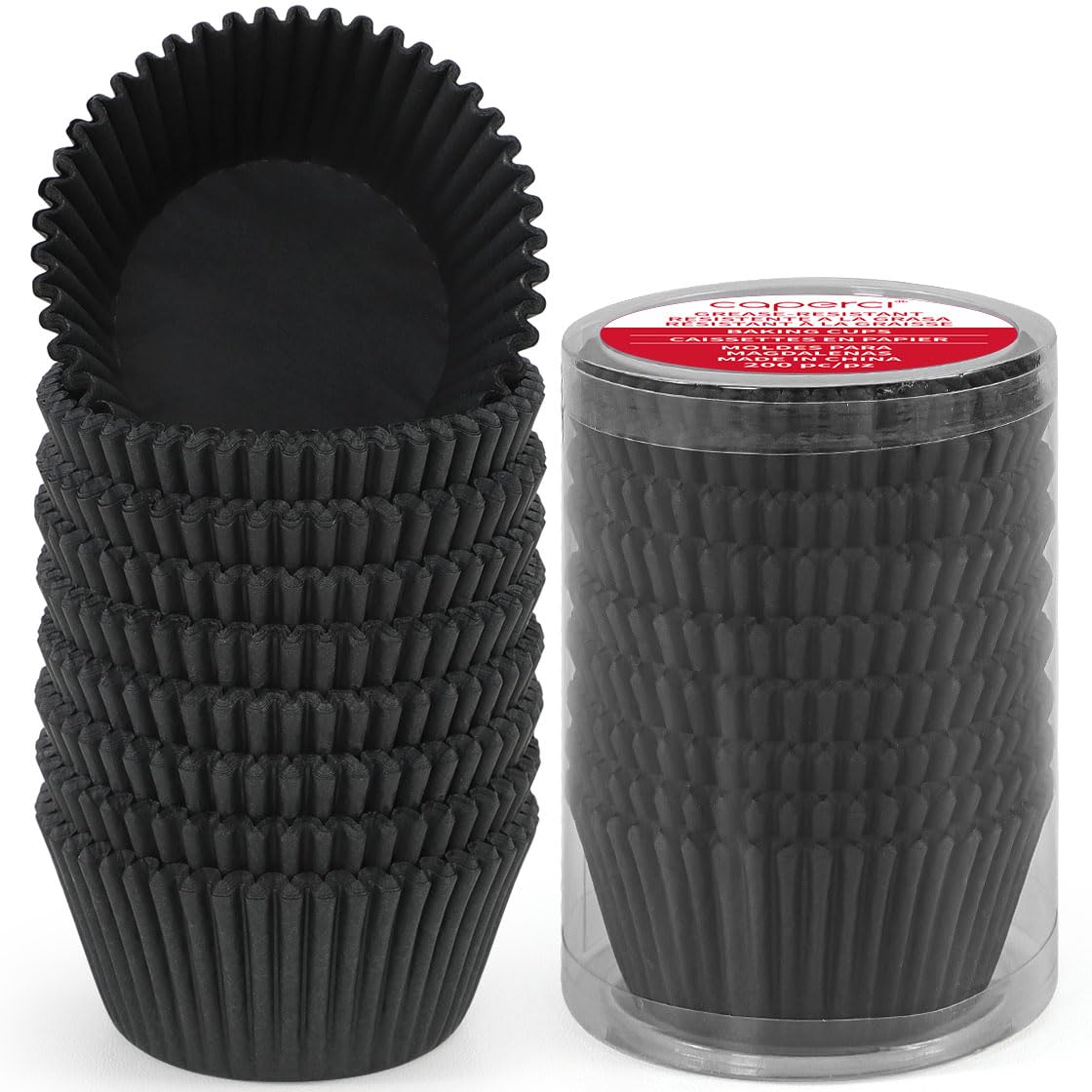 Standard White Cupcake Liners for Baking 200 Counts - Caperci Greaseproof Muffin Baking Cups for Wedding Birthday Party Baby Shower Festivals (White)