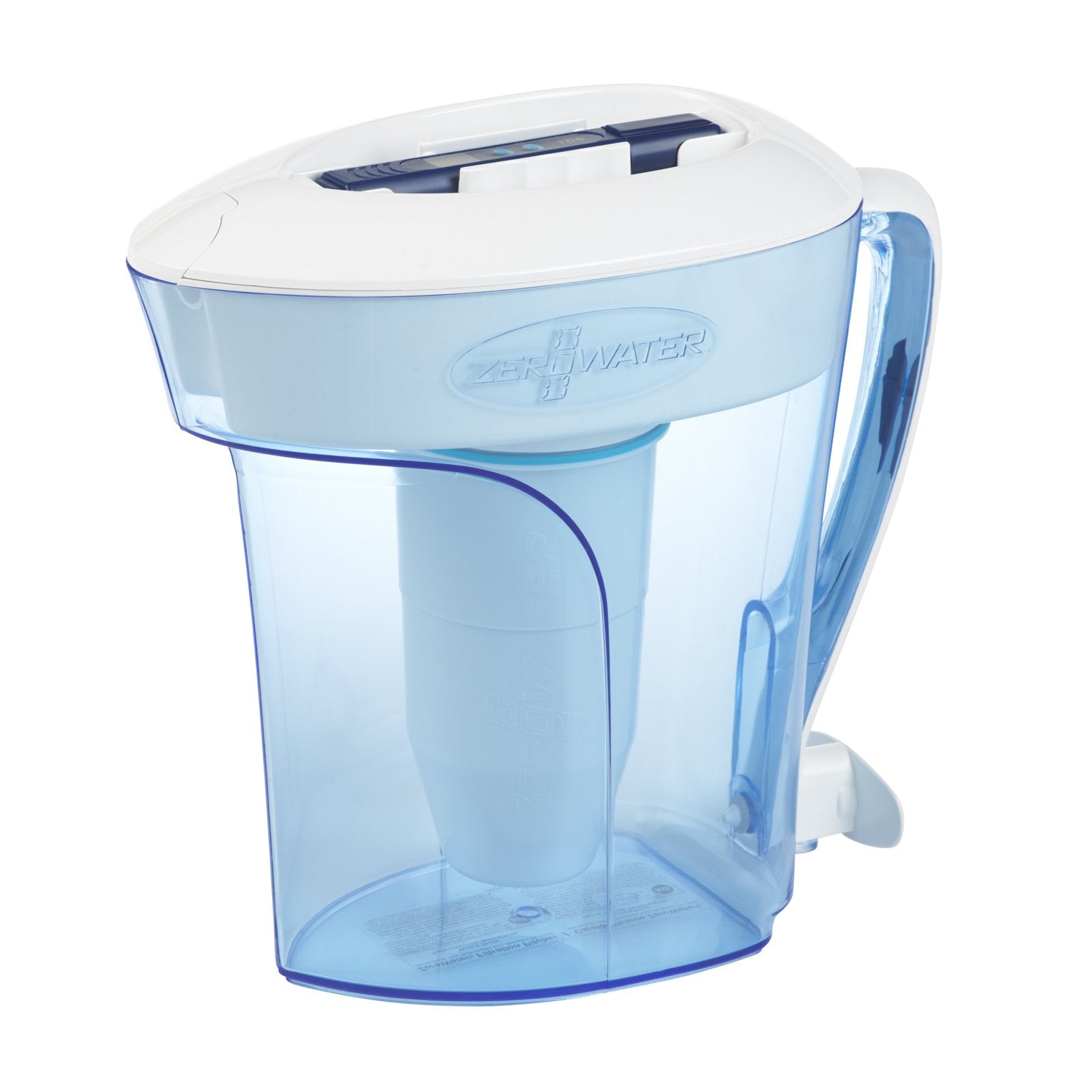 Dzbanek filtrujący wodę ZeroWater 10-Cup Ready-Pour 5-Stage o pojemności 0 TDS, co zapewnia lepszy smak wody z kranu — posiada certyfikat IAPMO potwierdzający redukcję zawartości ołowiu, chromu i PFOA/PFOS