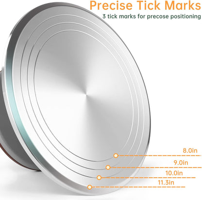 12 Inch Round Aluminum Revolving Cake Decorating Stand,Cake Turntable, Rotating Cake Stand,for Cake,Pastries and Cake Decorations