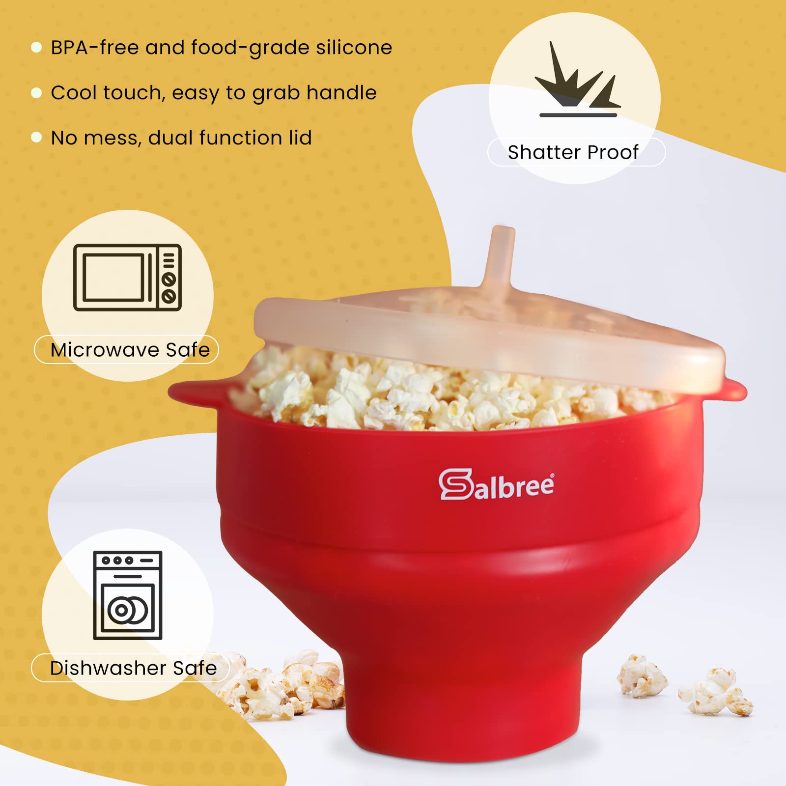 Oryginalna maszyna do popcornu Salbree w kuchence mikrofalowej, silikonowa maszynka do popcornu, składana misa do mikrofalówki – maszyna do robienia popcornu gorącym powietrzem – nie wymaga oleju – dostępna w największej liczbie kolorów (turkusowy)