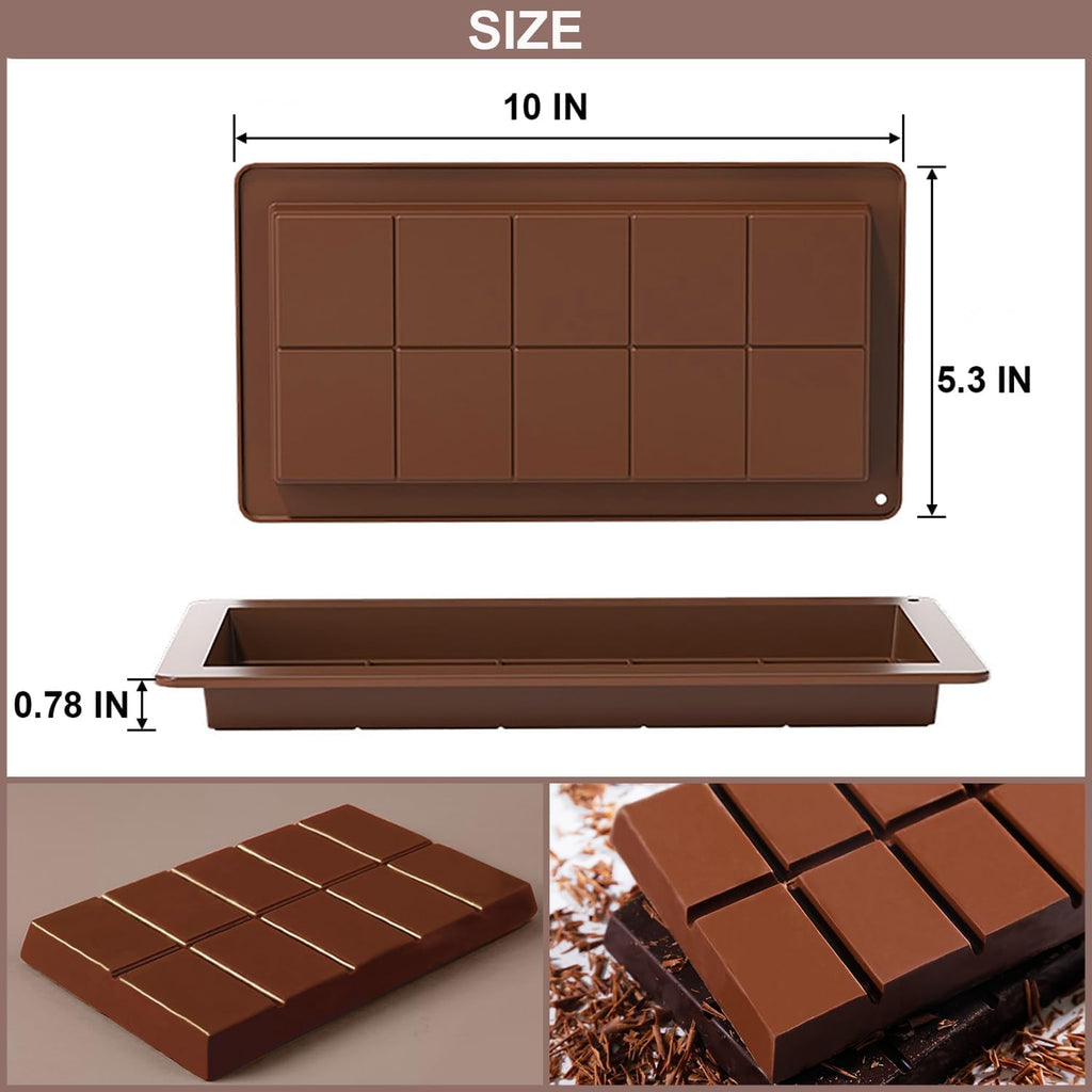 LGQUK Dubai Chocolate Bar Mold Silicone Chocolate Bar Molds, Deep Rectangular, 2 Pack, Large Size for Stuffed Bars (2PCS Deep Size)