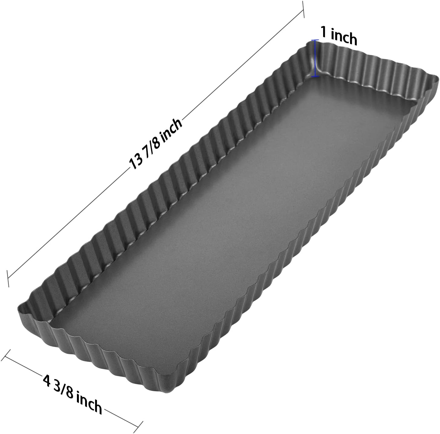 Tiawudi 2 Pack Rectangular Tart Pan, Non-Stick Quiche Pan with Loose Bottom, the Fluted Edges on Your Tarts and Quiches,13 7/8 Inch