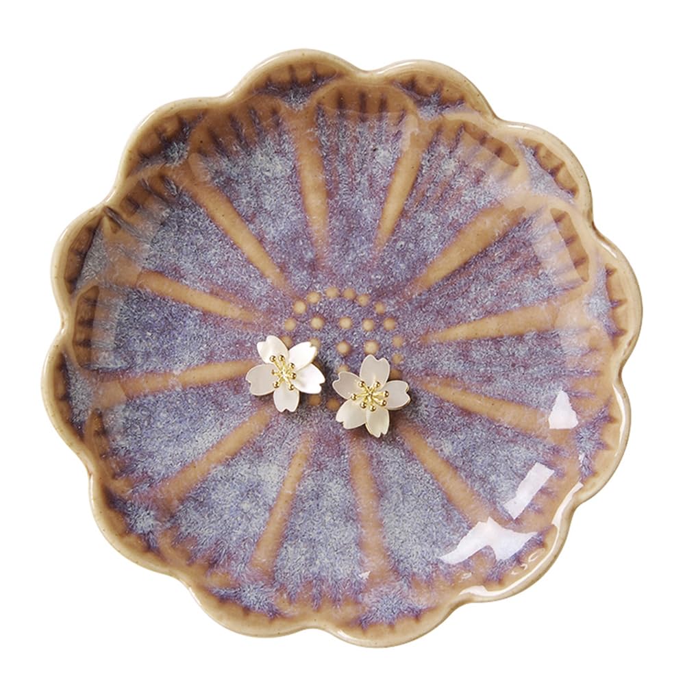 Lotus Leaf Shape Ring Holder Dish, Small Key Bowl, Ceramic Trinket Tray Jewelry Dish Organizing Necklace Earrings for Mom Friend Sister, White. All Jewelries Are NOT Included.