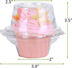 Cupcake Boxes Individual Cupcake Containers, 50 Packs Regular Single Cupcake Holder High Topping for Muffins, Thicker Stackable Plastic Cupcake Carrier for Party (50 pack)