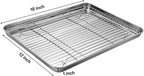 Stainless Steel Baking Sheet Tray Cooling Rack with Silicone Baking Mat Set, Cookie Pan with Cooling Rack, Set of 6 (2 Sheets + 2 Racks + 2 Mats), Size 16 x 12 x 1 Inch, Easy Clean