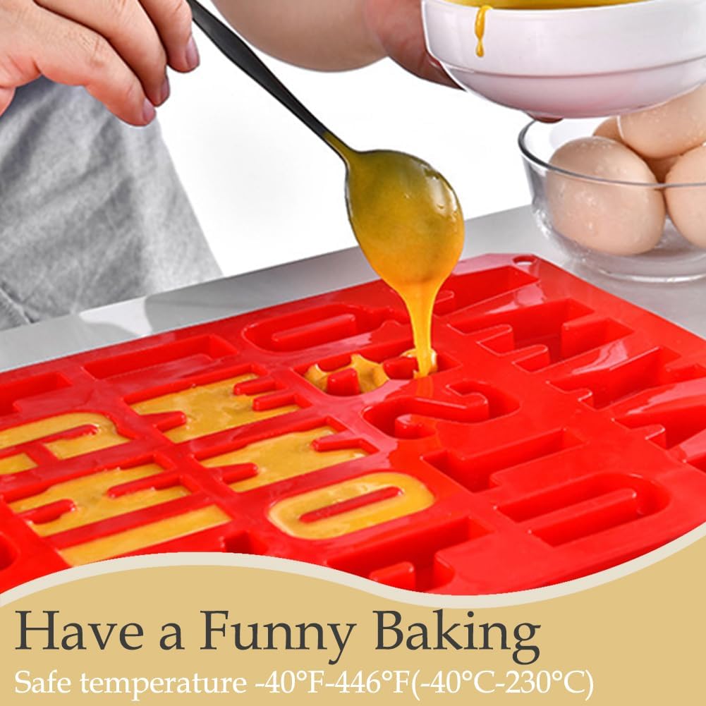 Silicone Letter Cake Mold BPA Free, Non-Stick Chocolate Mold Soft and Easy to Release, Decorating Silicone Red Mold Cake Baking Utensils Good Toughness DIY Ice Tray Kitchen Cake Pans