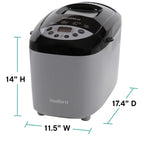 West Bend 47413 Hi-Rise Programmable Bread Maker Machine with Horizontal Dual Blade and 12 Programs, Including Gluten Free Mode, 3 Lb, Gray