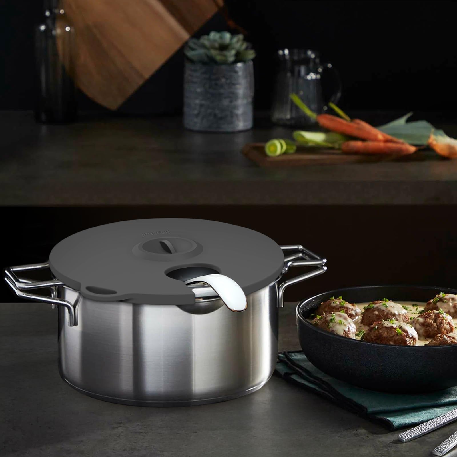 Силіконові кришки для прецизійних плит Hescred Sous Vide, підходить для 11 каструль, сумісні з прецизійними плитами Anova Culinary Sous Vide, запобігають випаровуванню води та зберігають смак (сірі)
