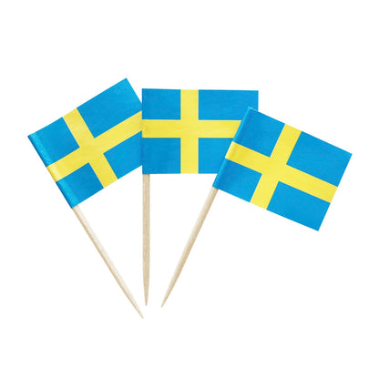 100 Pack USA American Flag US Toothpick Flags, Cocktail Picks Mini Stick Cupcake Toppers Country Picks Party Decoration Celebration Cocktail Food Bar Cake Flags (American)