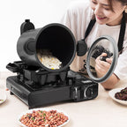 Automatic Cooking Machine 360° Rotatable Stir Fry Machine Multifunctional Stir Fry Pot for Home Outdoor Camping Travel Cooking (BLACK)