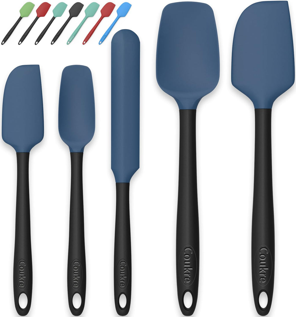 Coukre Silicone Spatula Set of 5,High Temperature Resistant, Food Grade Silicone, Dishwasher Safe, for Baking, Cooking (Aqua Green)