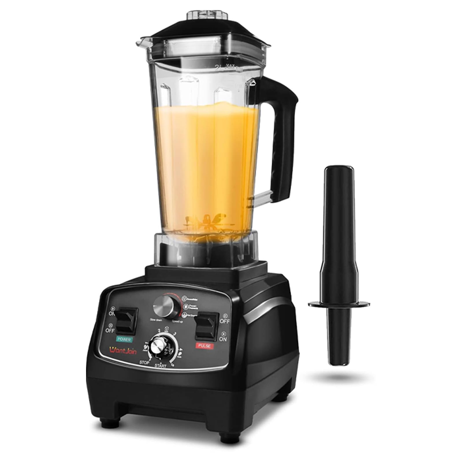 WantJoin Profesjonalny blender, Blender blatowy, Blender kuchenny Max 1800 W Wysokiej mocy domowy i komercyjny blender z timerem, Smoothie Maker 2200 ml do kruszenia lodu, mrożonych deserów, zup, ryb