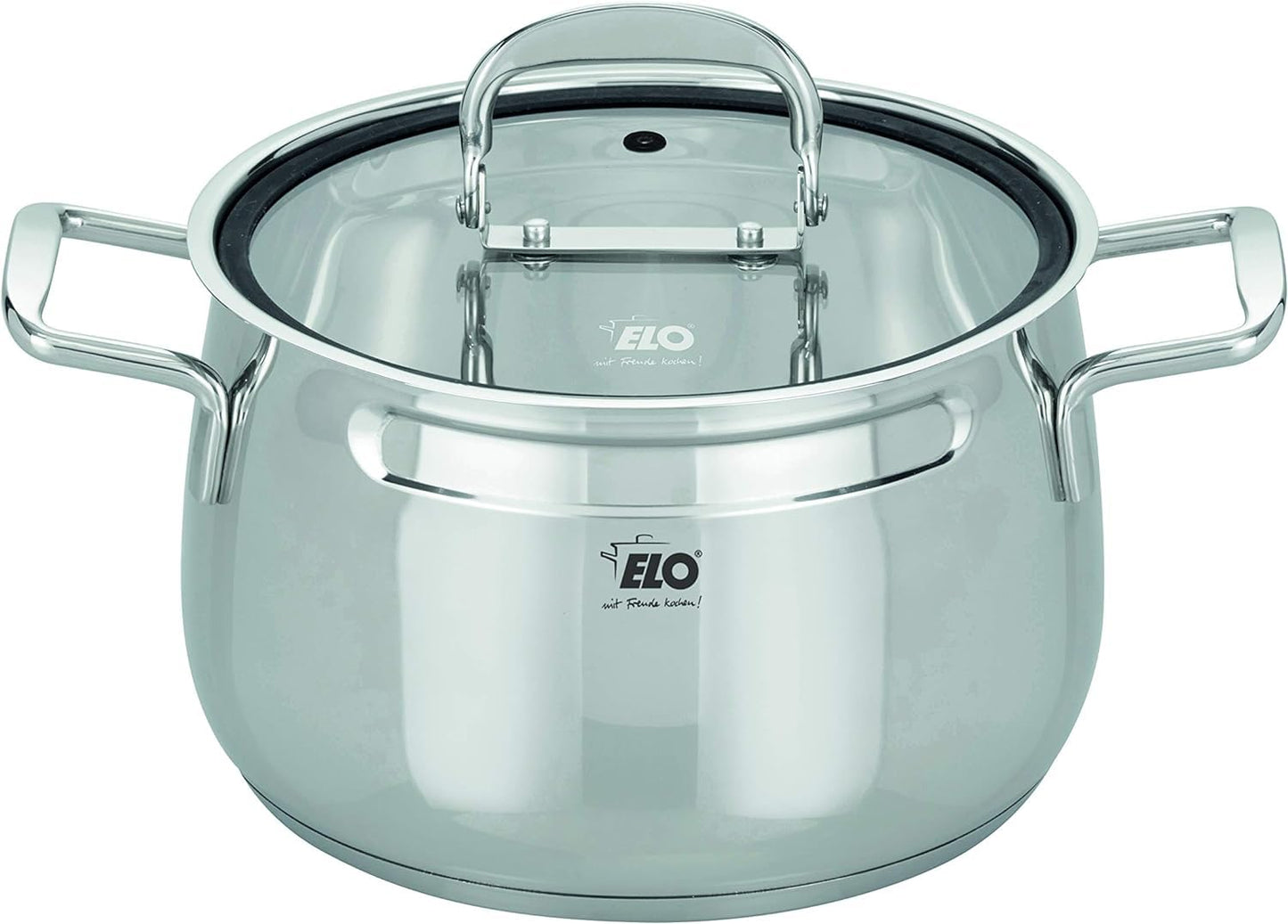 ELO Induction Cookware Set Stainless Steel Ceramic and Gas with Measuring System and Measuring Scale, Diameter 160 x 10.5 cm, Diameter 20 x 12.5 cm and Diameter 24 x 15.5 cm, Set of 3