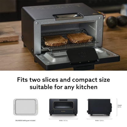 BALMUDA The Toaster | Steam Oven Toaster | 5 Cooking Modes: Sandwich Bread, Artisan Bread, Pizza & Pastry, Oven | Precise Heat Control | Steam Technology | Baking Pan | US Version | Black