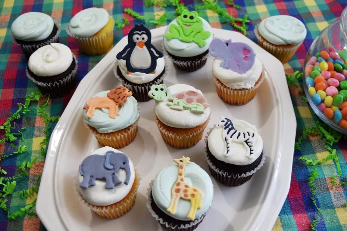 R&M Animal Cookie Stamper, Zoo Animal, Giraffe, Zebra, Lion, Elephant, Turtle, Hippo, Penguin, Frog, 2 Inch, 8 Piece Set