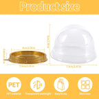 Hewnda 50 Pack 2 Inch Clear plastic mini cake box muffins box cookies cookies muffins dome box wedding birthday gift box(Gold)