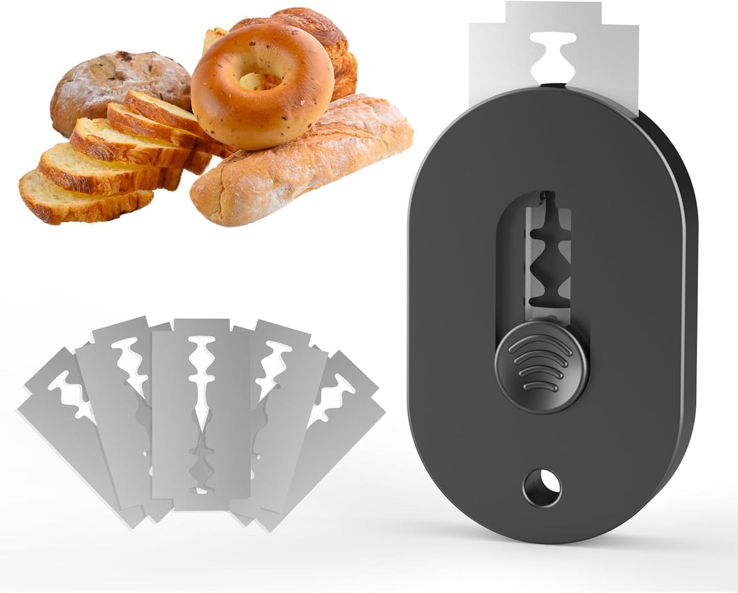 Extractable & Magnetic Bread Lame Dough Scoring Tool - Professional Sourdough Scoring Tool - Sourdough Bread Baking & Bread Scoring Tool - Scoring Patterns booklet & 5 Razor Blades（Black)