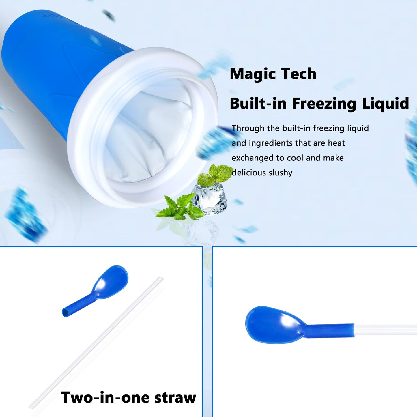 Color Land Slushy Cup, TIK TOK Slushie Maker Cup Frozen Magic Squeeze Cup, Ice Cream Maker Cup, Cool Stuff Trending Tiktok Items Homemade DIY Cool Gadgets with Lid & Straw (PINK)