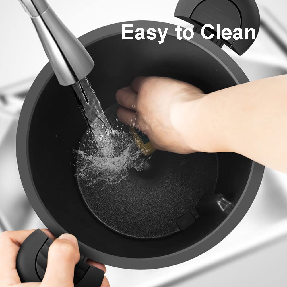 Automatic Cooking Machine 360° Rotatable Stir Fry Machine Multifunctional Stir Fry Pot for Home Outdoor Camping Travel Cooking (BLACK)