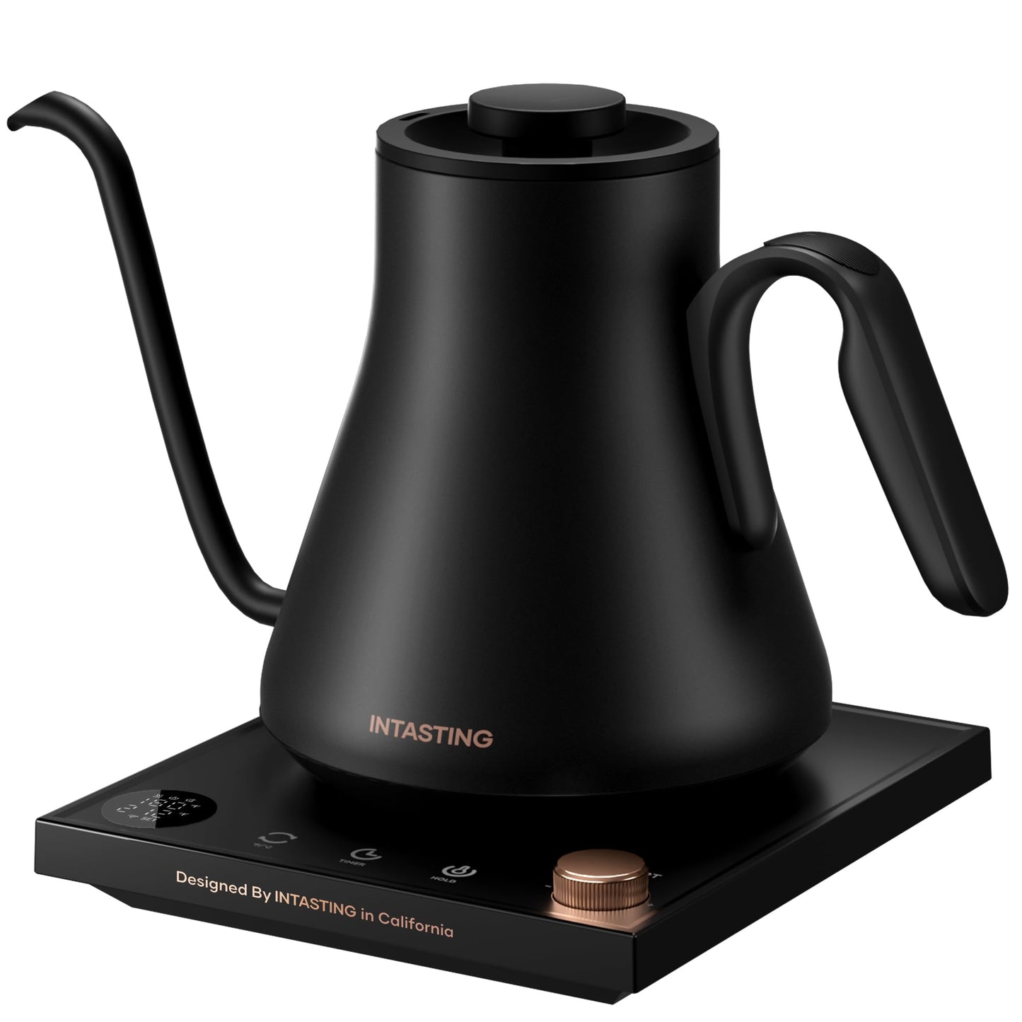 INTASTING Electric Kettles, Gooseneck Electric Kettle, ±1℉ Temperature Control, Stainless Steel Inner, Quick Heating, for Pour Over Coffee, Brew Tea, Boil Hot Water, 0.9L Black